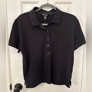 Athleta Size M Medium Black Pique Short Sleeve Polo Shirt